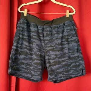 Fabletics Blue Camo Athletic Shorts